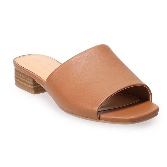 LC Lauren Conrad Shoes - 🆕New LC Lauren Conrad Ilana Women's 1-Band Stacked Heel Slide Sandals-Brown